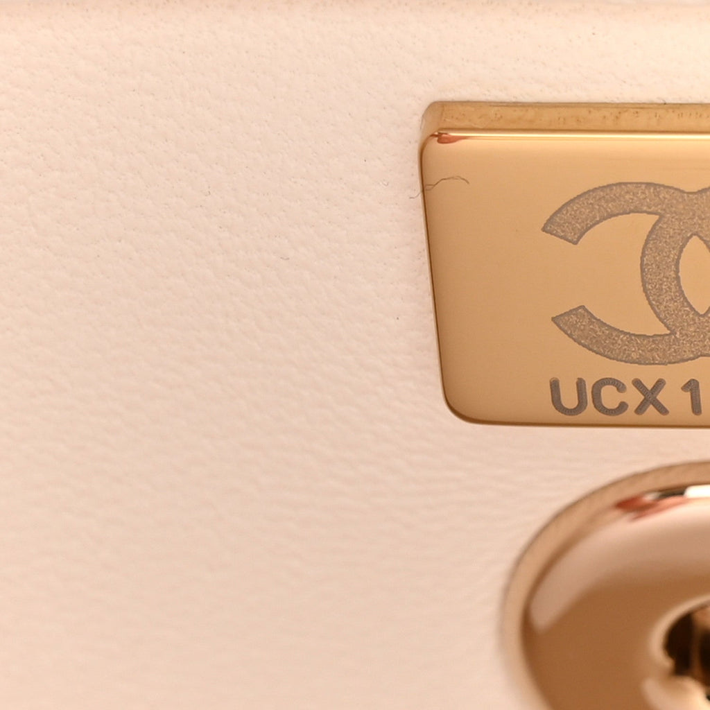 Caviar Quilted Mini Coco Handle Flap White
