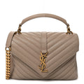 Sheepskin Matelasse Chevron Monogram Medium College Bag Dark Beige