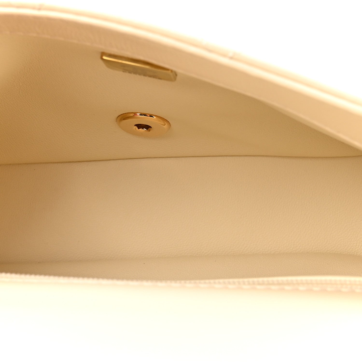 Shiny Lambskin Quilted Golden Links Top Handle Flap White
