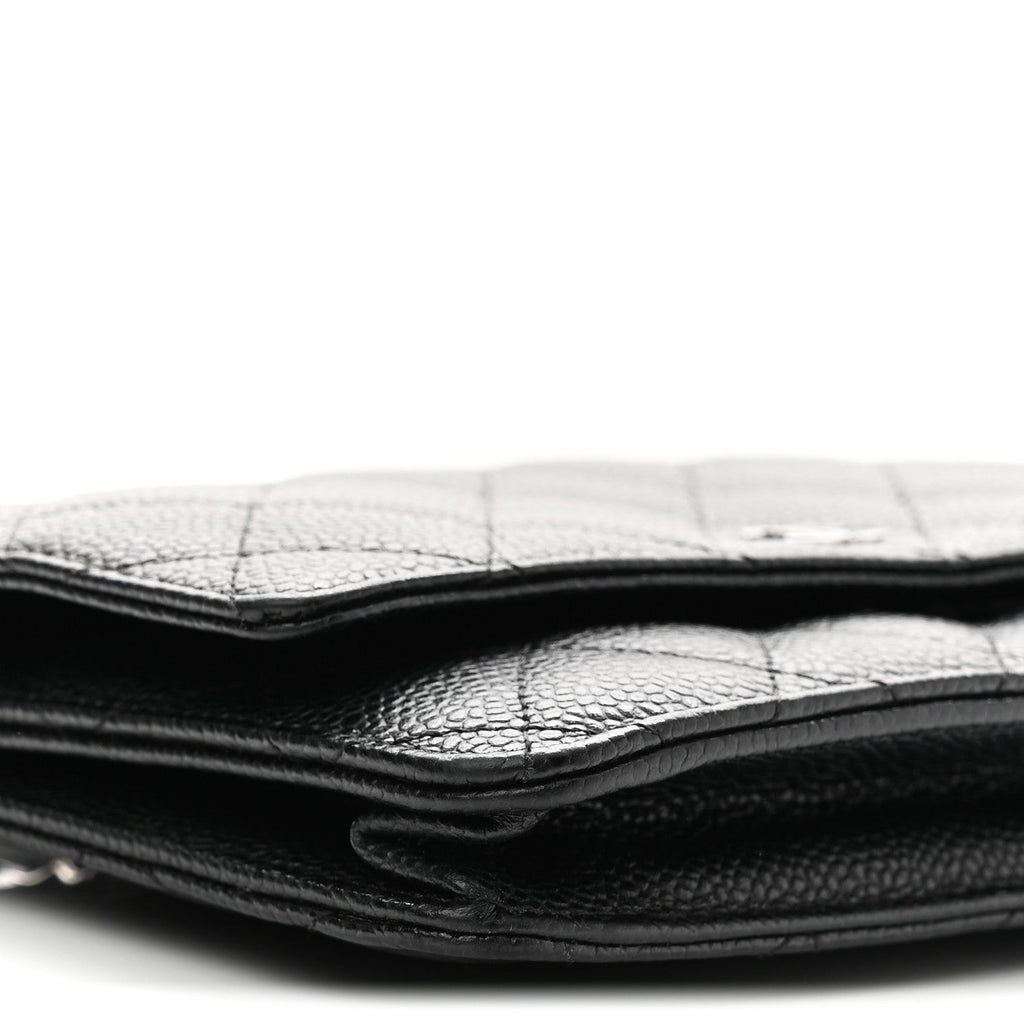 Caviar Quilted Wallet on Chain WOC Black