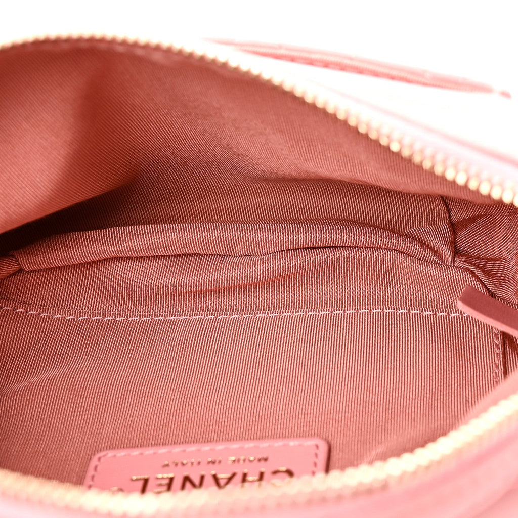 Lambskin Quilted Bi Waist Bag Fanny Pack Pink