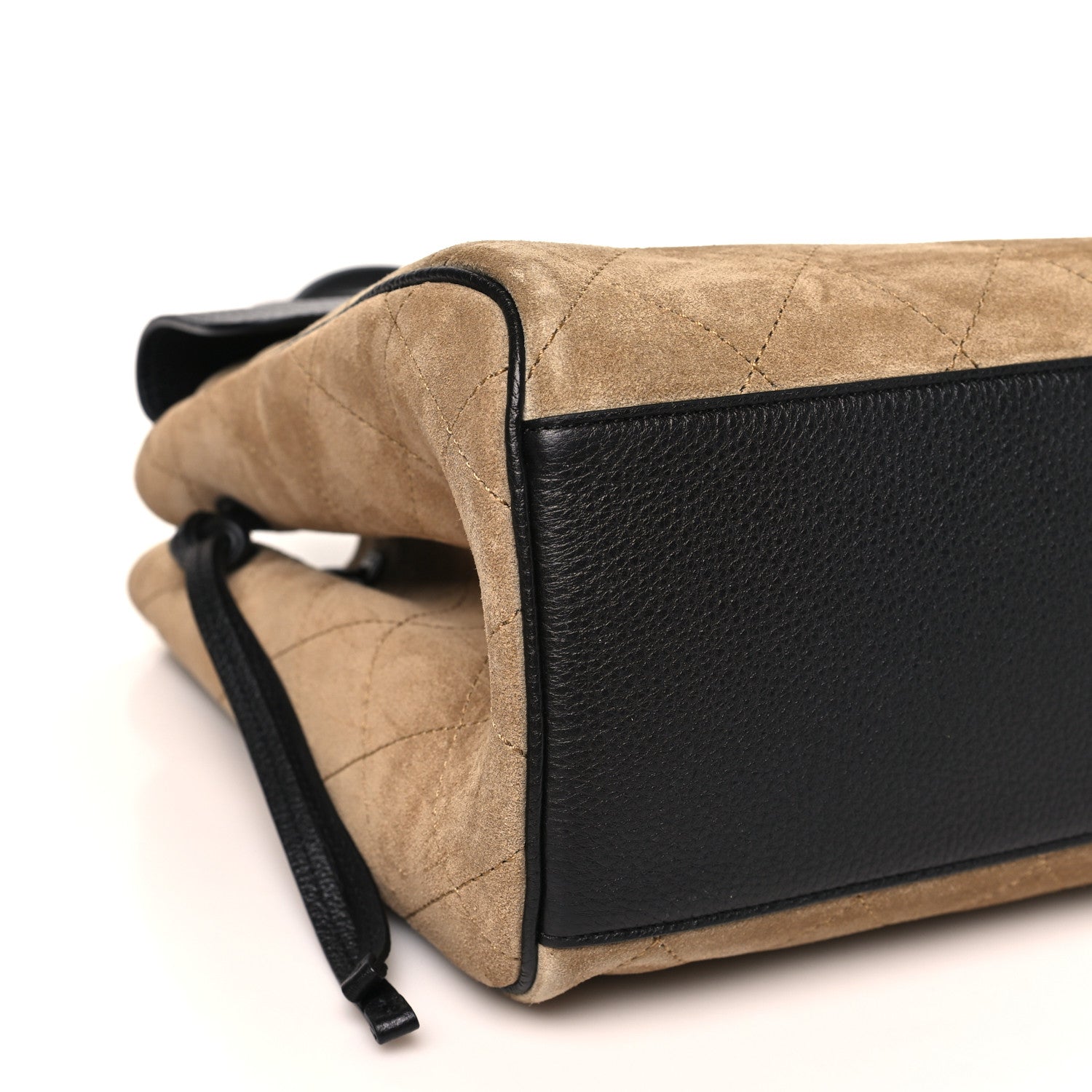 Grained Calfskin Suede Urban Essentials Large Shopping Bag  Dark Beige Black
