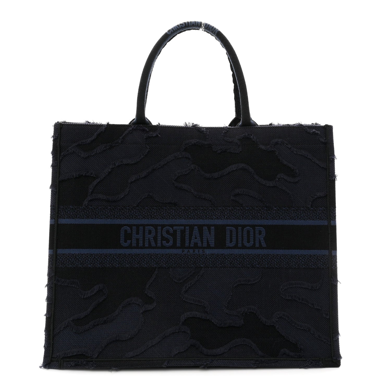 Canvas Embroidered Camouflage Book Tote Blue