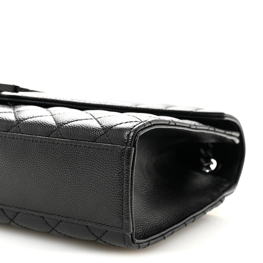 Grain De Poudre Textured Mixed Matelasse Triquilt Medium Monogram Monochrome Satchel Black Black
