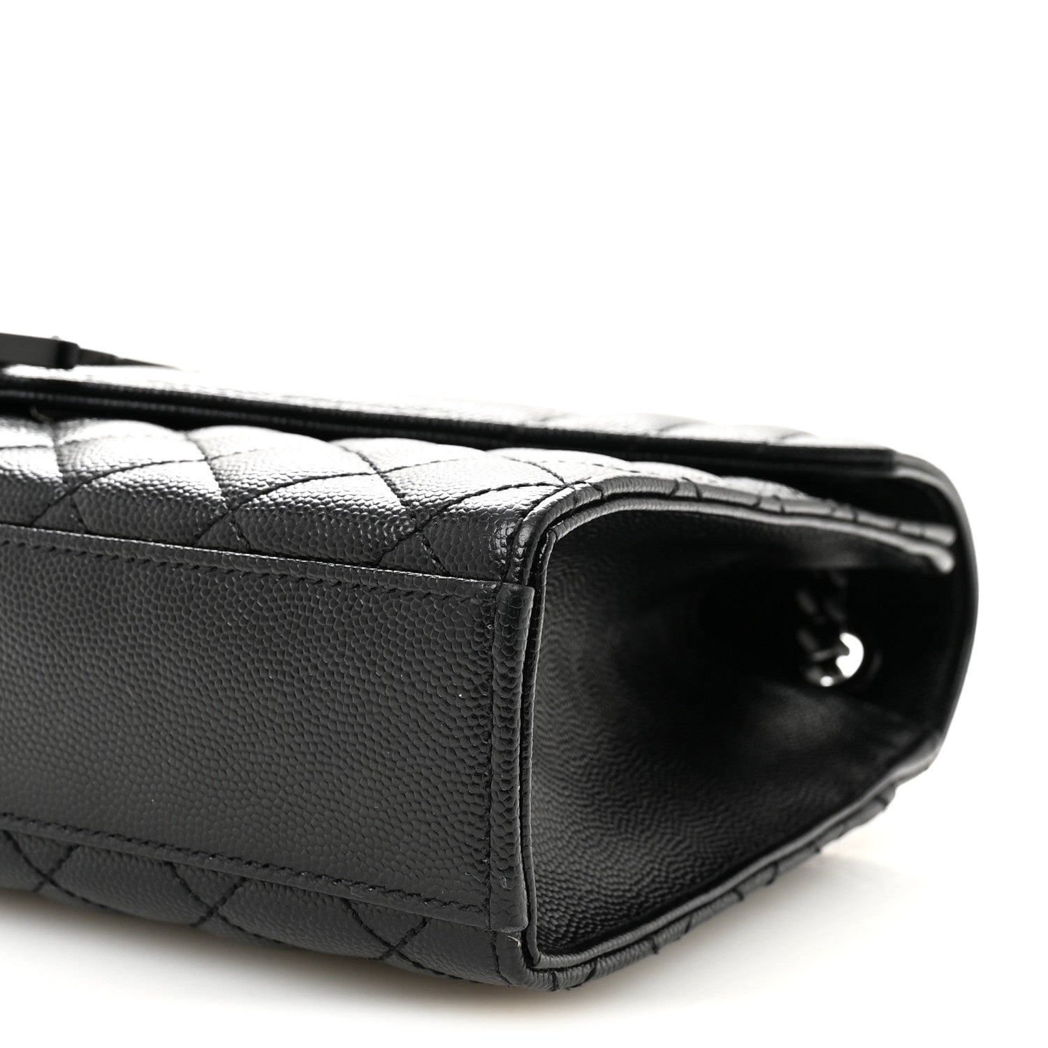 Grain De Poudre Textured Mixed Matelasse Triquilt Medium Monogram Monochrome Satchel Black Black
