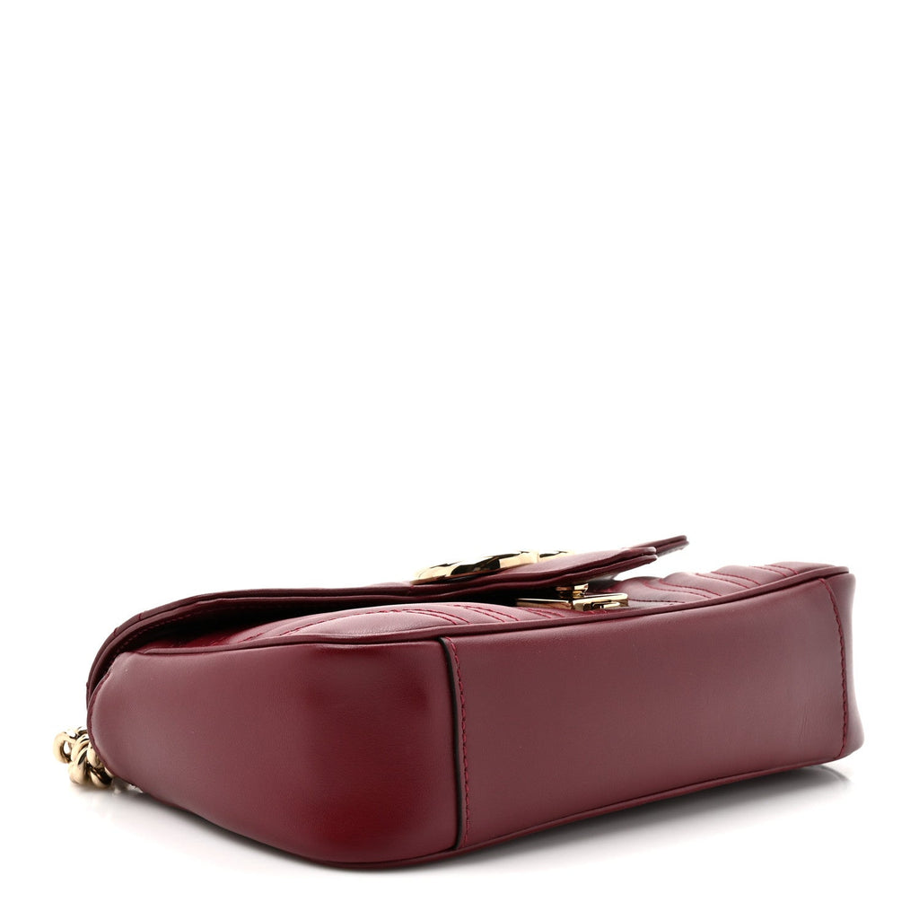 Calfskin Matelasse Mini GG Marmont Shoulder Bag Rosso Ancora