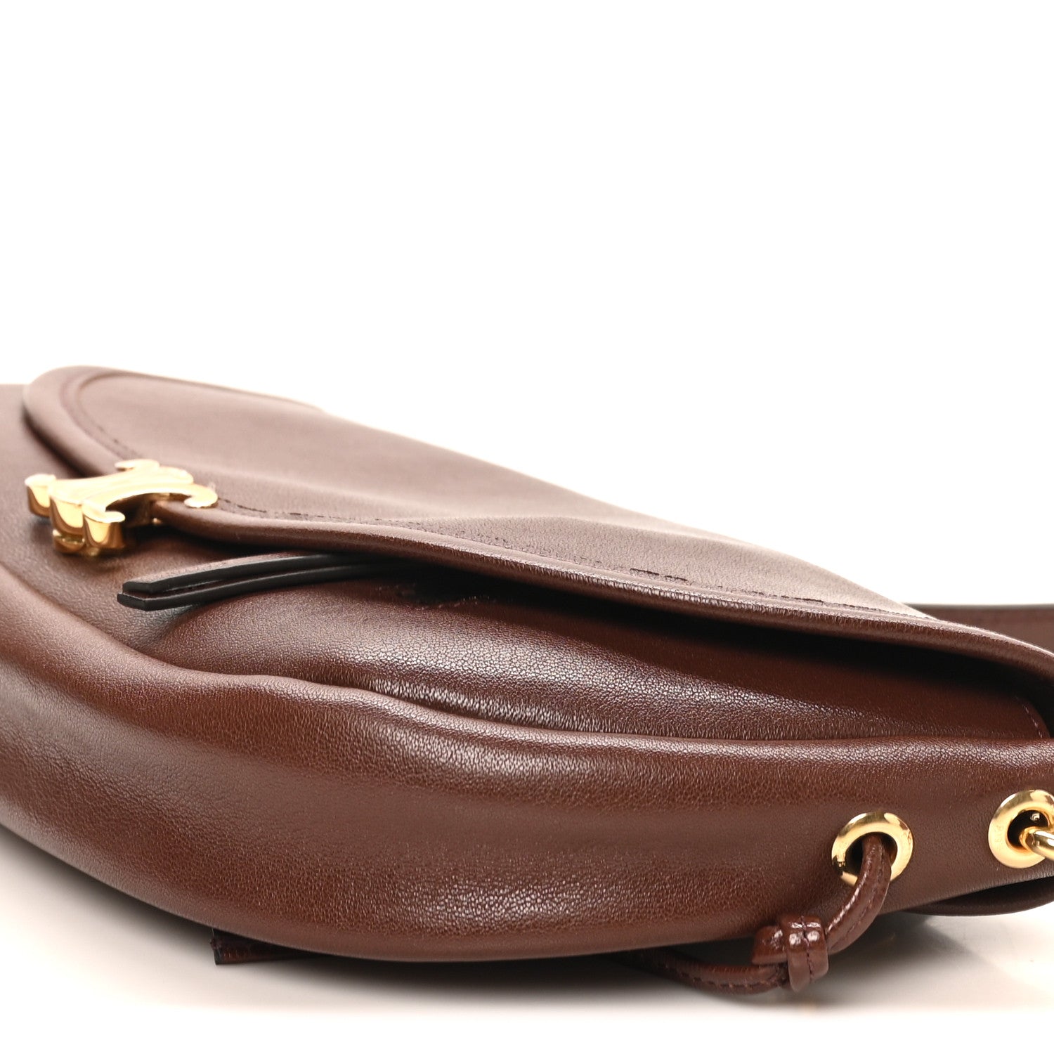 Shiny Lambskin Soft Triomphe Little Half Moon Bag Brick
