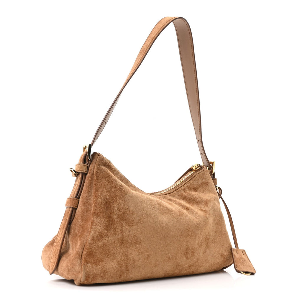 Scamosciato Suede Medium Aimee Shoulder Bag Cacao