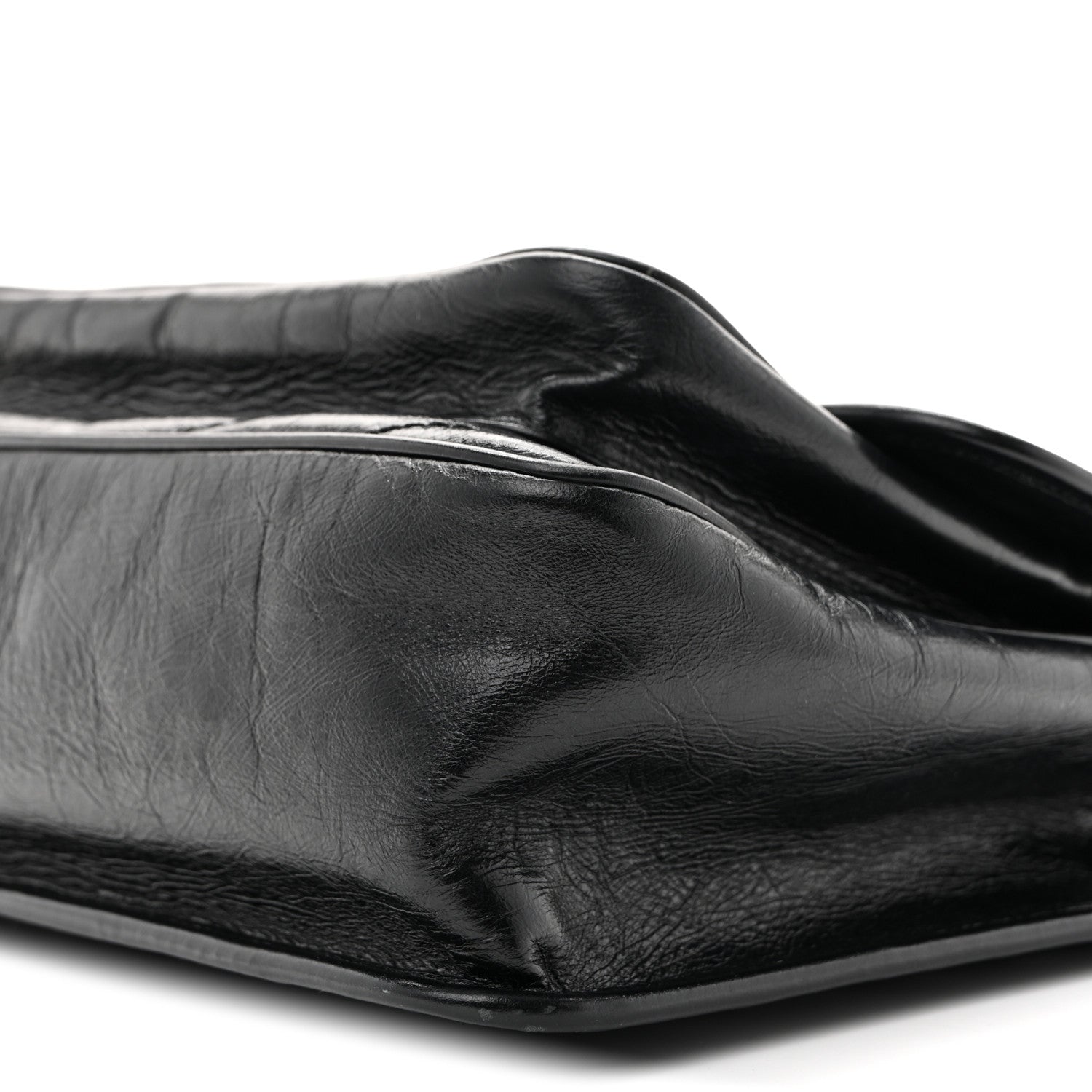 Crinkled Calfskin Matelasse Monogram Medium Niki Chain Satchel Black