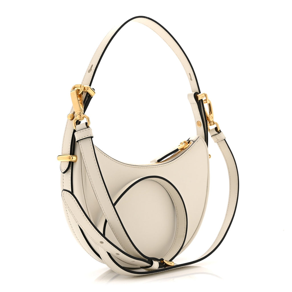 Soft Calfskin Mini Arque Shoulder Bag White