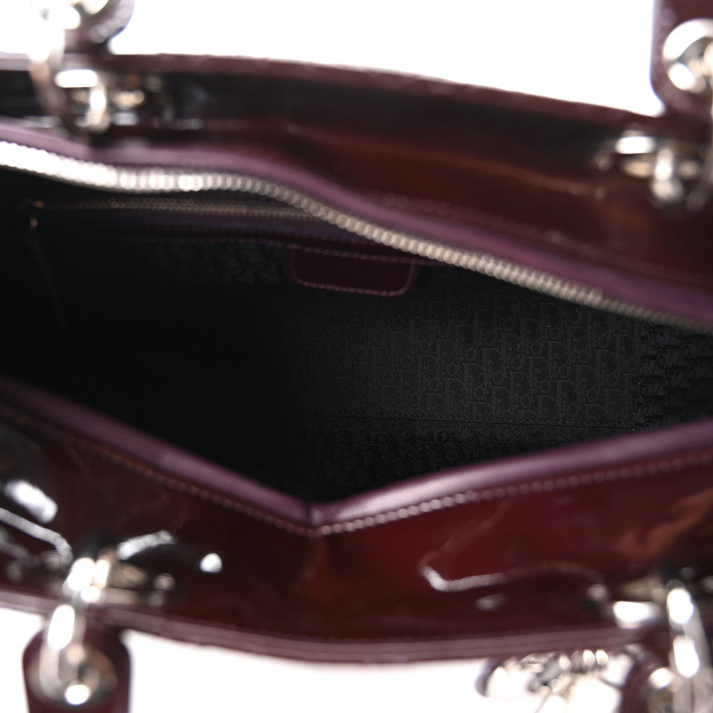 Patent Cannage Large Lady Dior Burgundy