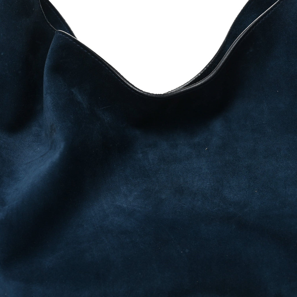 Suede Calfskin Medium Lotus Tote Midnight