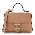 Dollar Calfskin Interlocking G Top Handle Shoulder Bag Camelia