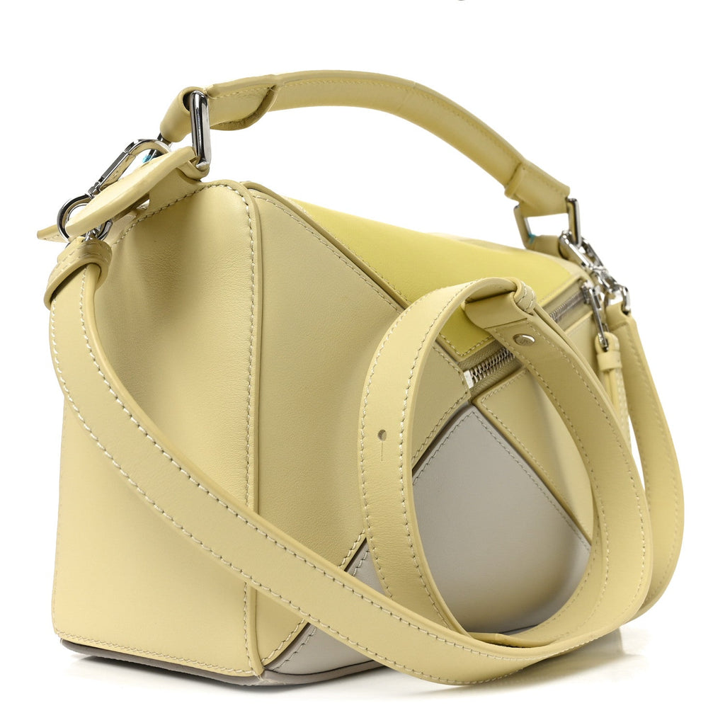 X ALBERS Nappa Calfskin Small Puzzle Bag Pale Grey Light Citrine