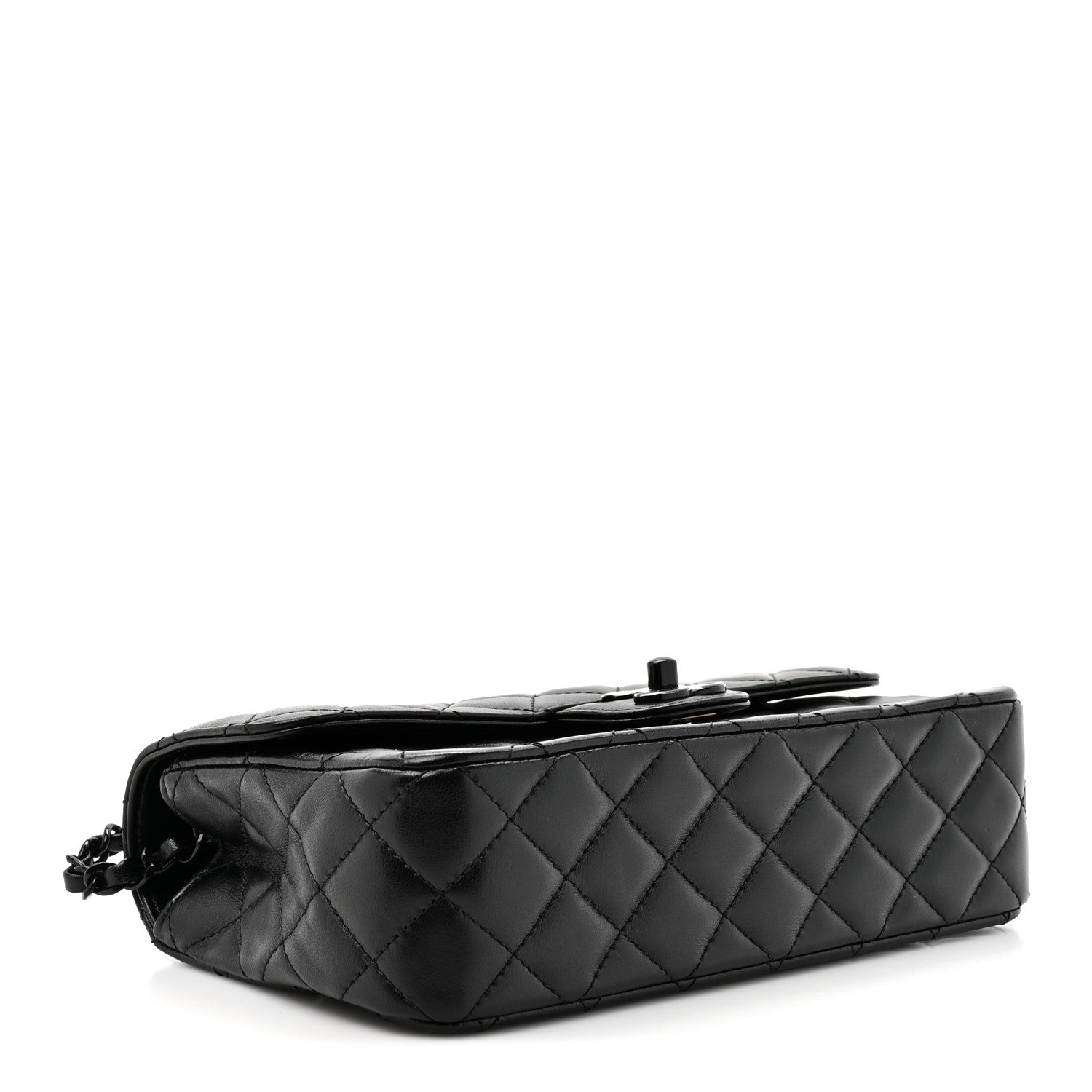 Lambskin Quilted Small Single Flap Top Handle Bag So Black