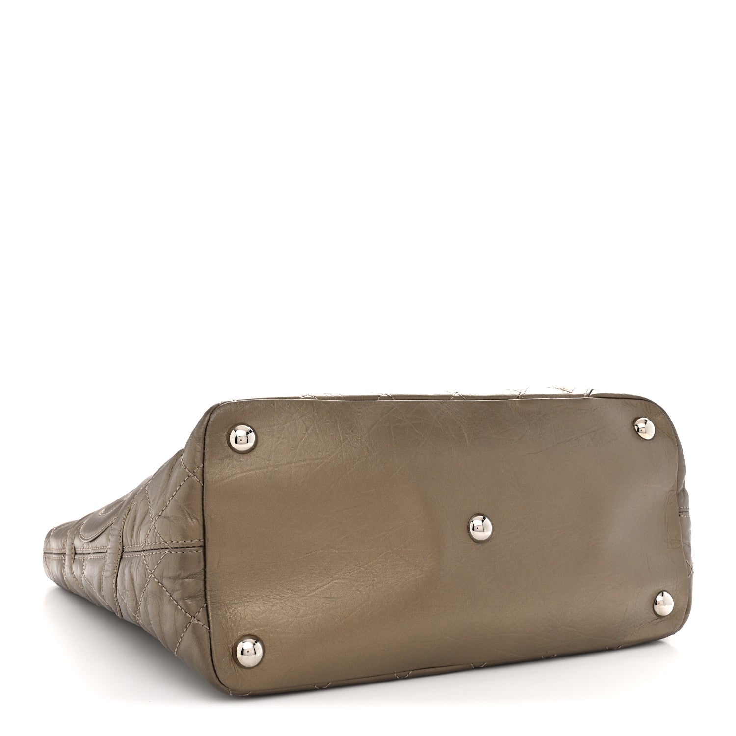 Metallic Aged Calfskin Quilted Large Cotton Club Tote Bronze