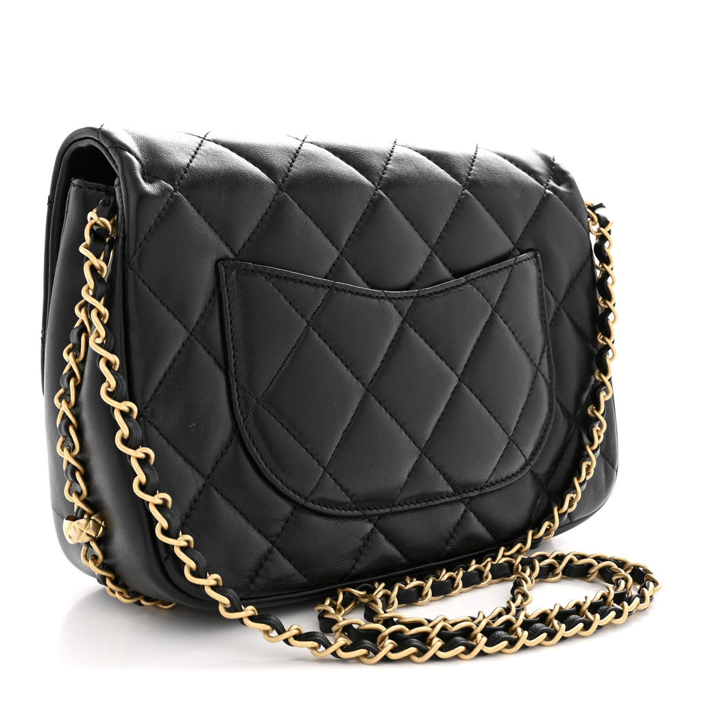 Lambskin Quilted CC Medium Dynasty Flap Black