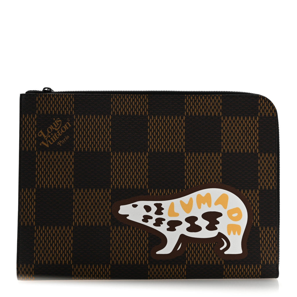 X NIGO Giant Damier Ebene Bear Pochette Jour GM