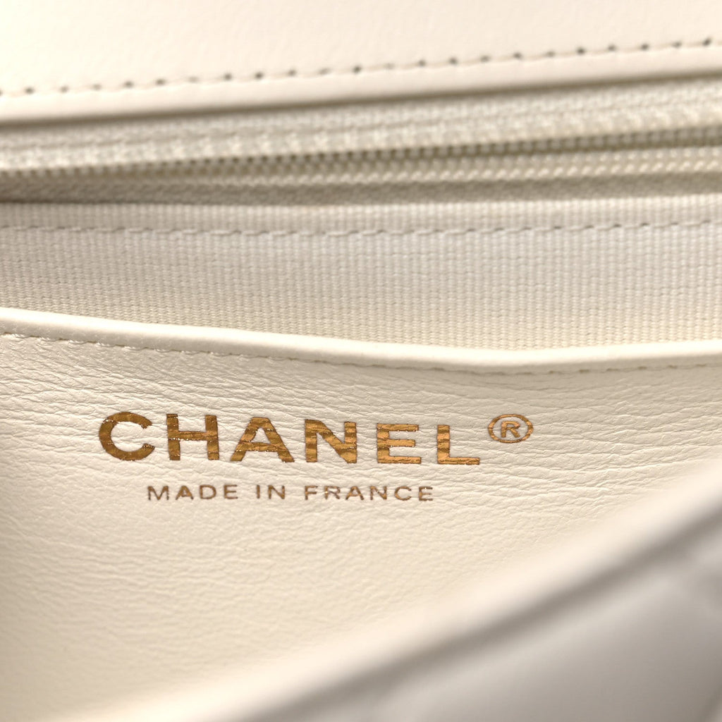 Lambskin Quilted Casino Chips Small Square Flap White