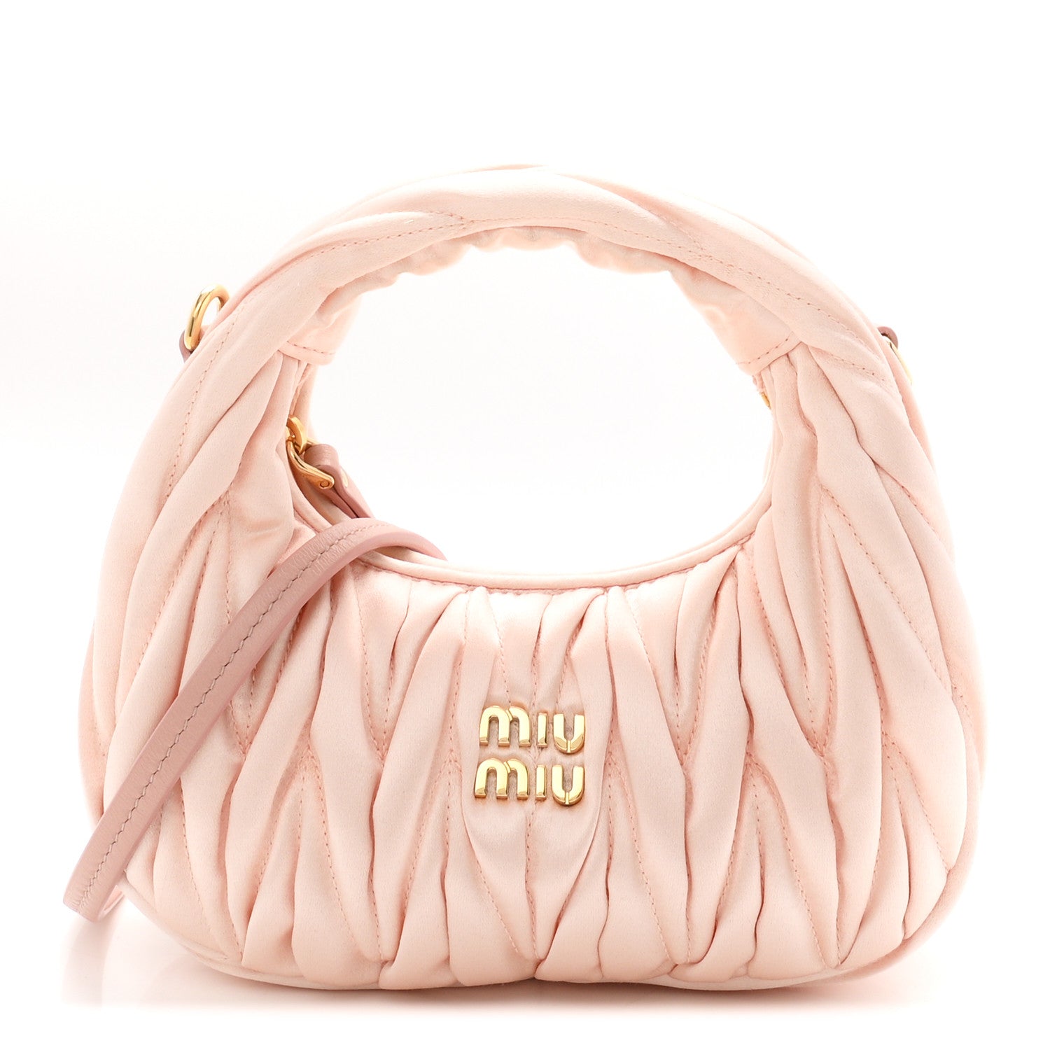 Satin Matelasse Mini Wander Hobo Alabaster Pink