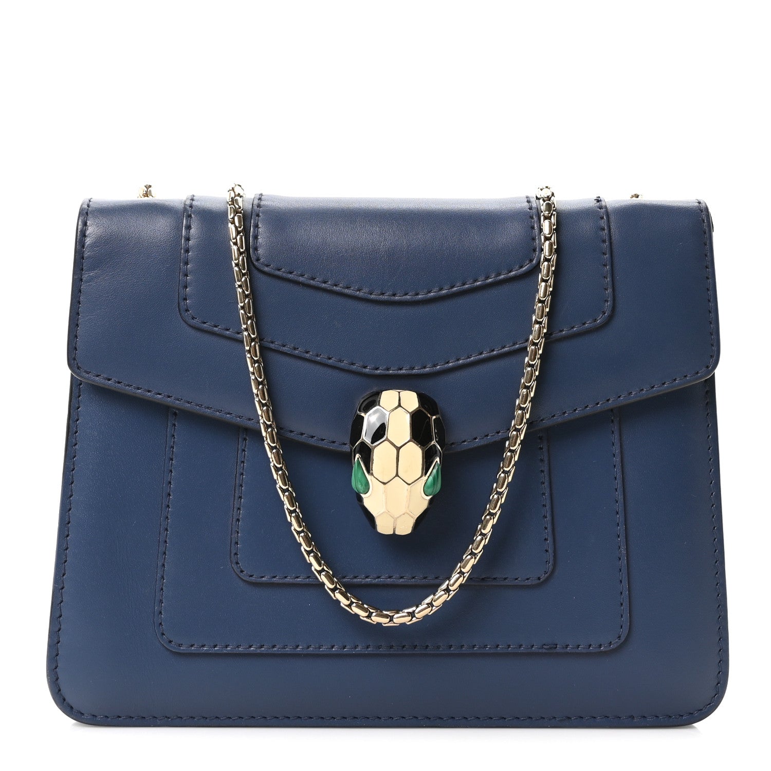 Calfskin Small Serpenti Forever Snake Strap Crossbody Bag Blue