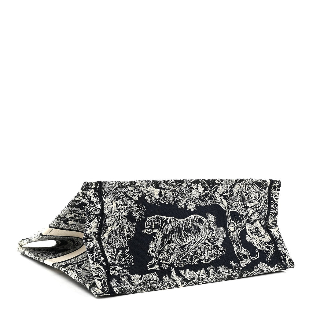 Canvas Embroidered Large Toile De Jouy Reverse Book Tote Blue