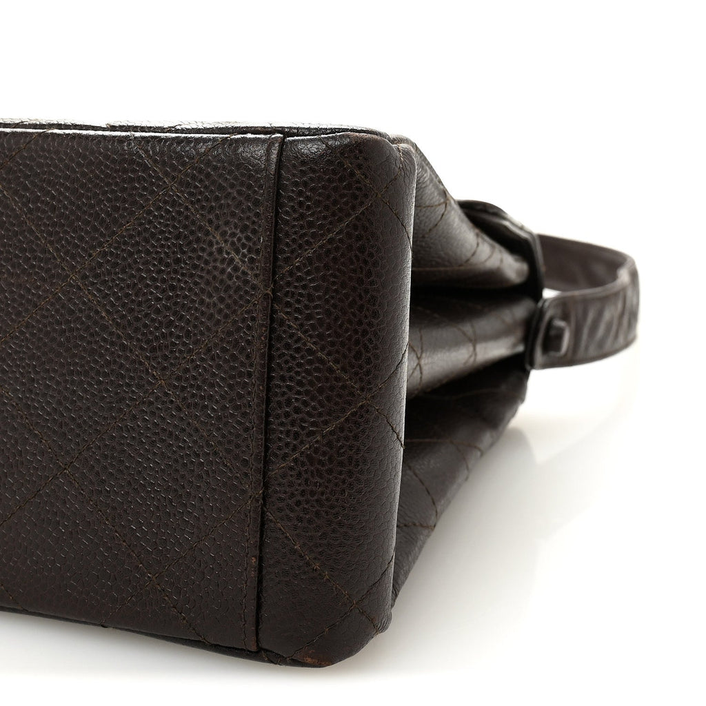 Caviar Quilted Medium Kelly Flap Brown