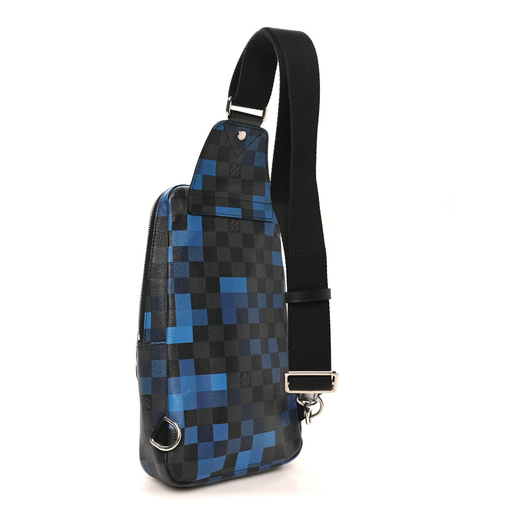 Damier Graphite Pixel Avenue Sling Backpack Blue