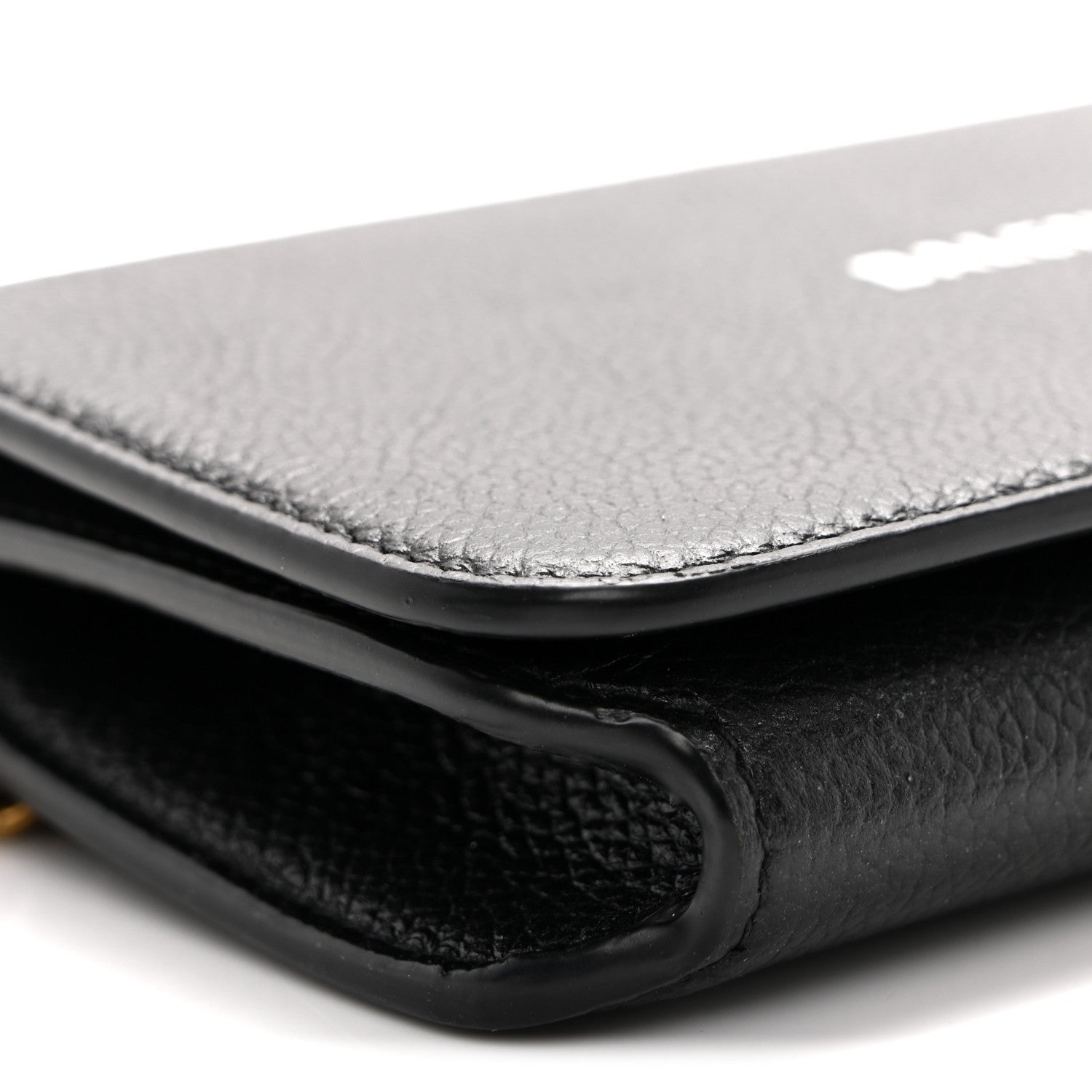 Grained Calfskin Logo Cash Phone Holder Wallet On Chain Black White