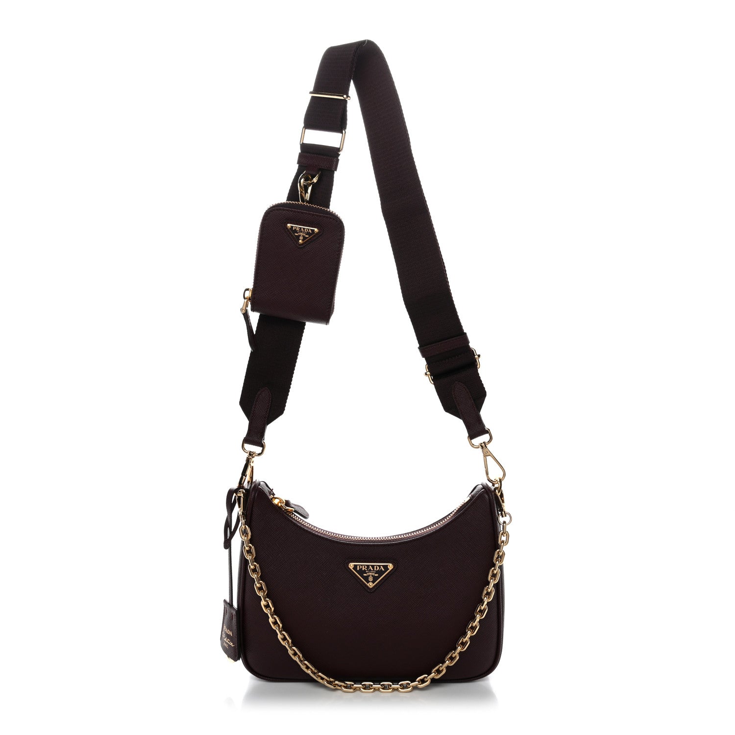 Saffiano Lux Re-Edition 2005 Shoulder Bag Bordeaux