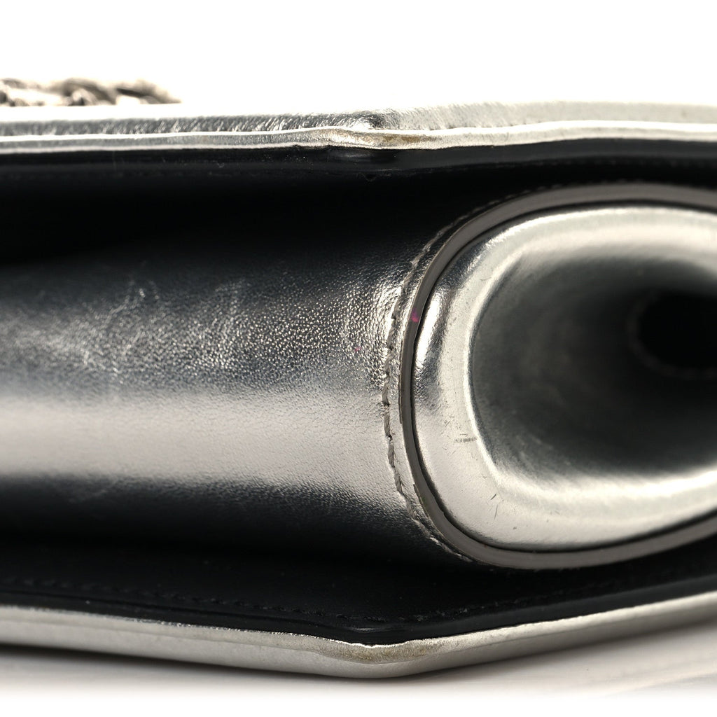 Metallic Calfskin Small Devotion Crossbody Bag Silver