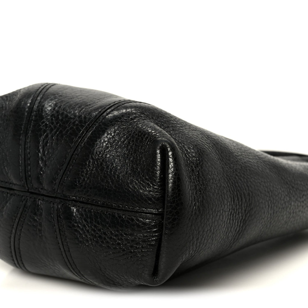 Grained Calfskin Small Spin Tote Black