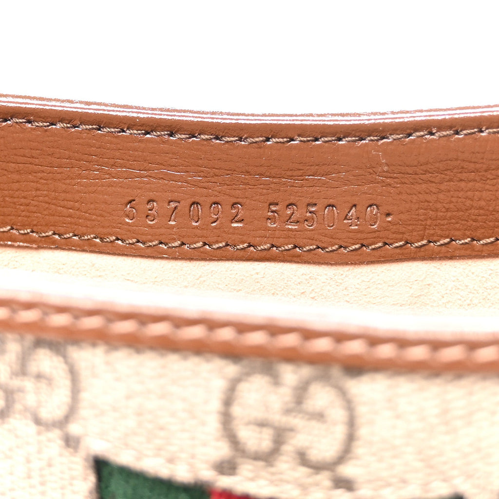 GG Supreme Monogram Azalea Calfskin Web Mini Jackie 1961 Hobo Beige Ebony Brown Sugar