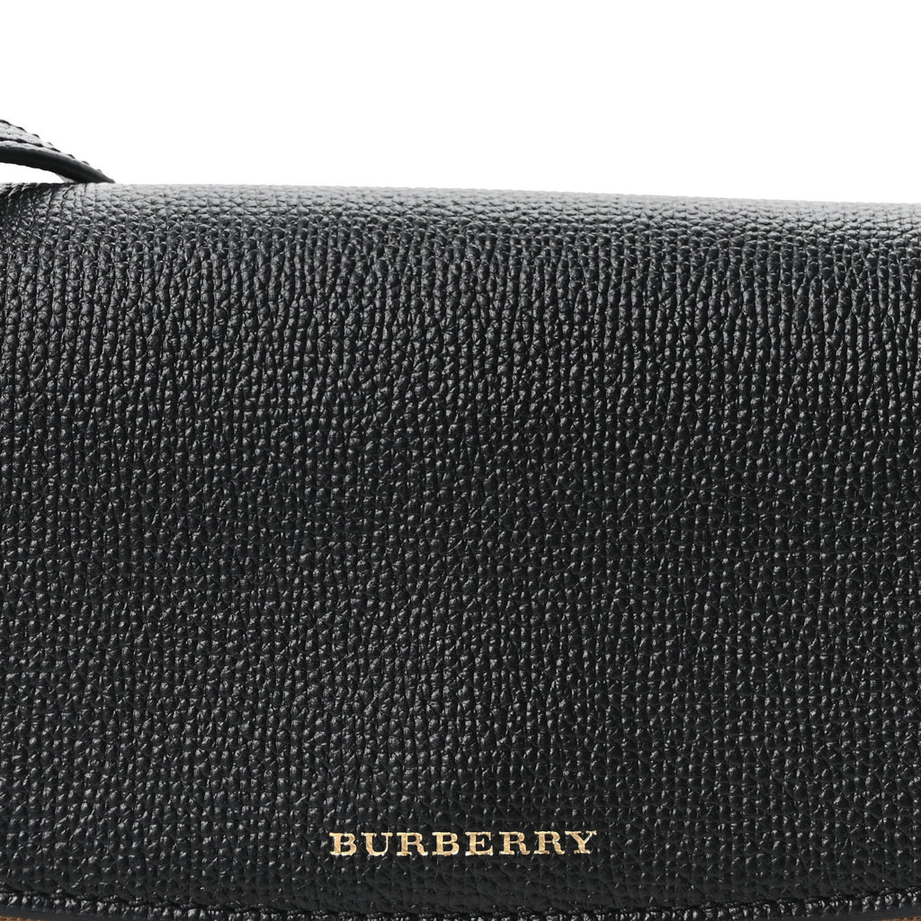 Grainy Calfskin House Check Henley Wallet On Chain Black