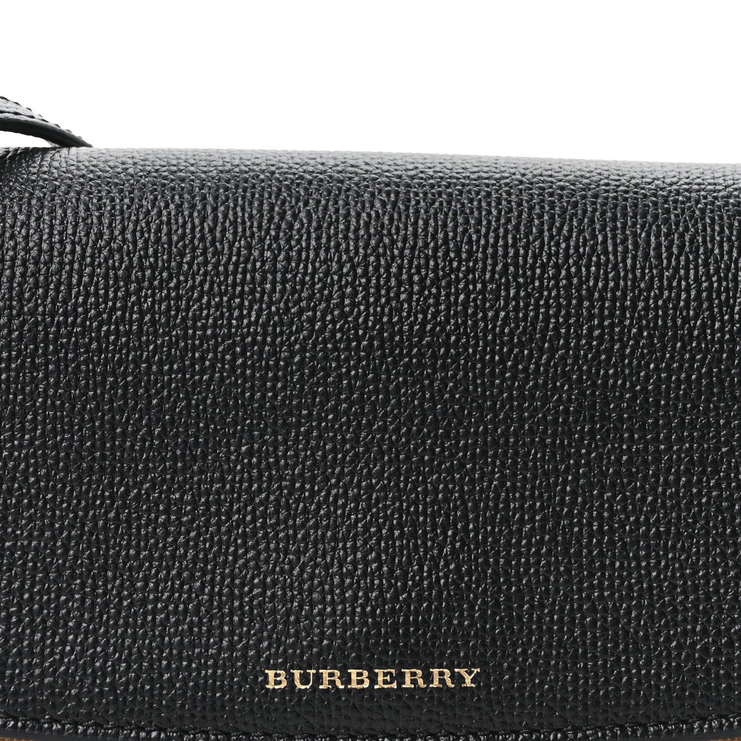 Grainy Calfskin House Check Henley Wallet On Chain Black