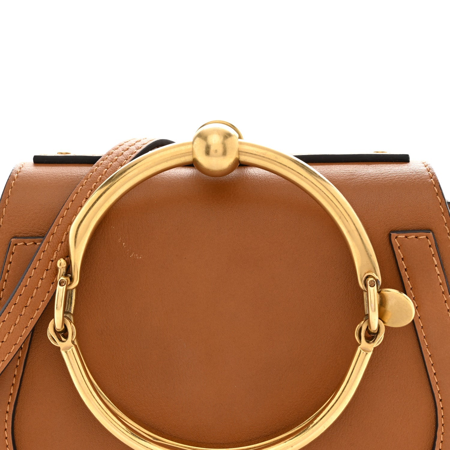 Calfskin Suede Medium Nile Bracelet Bag Caramel