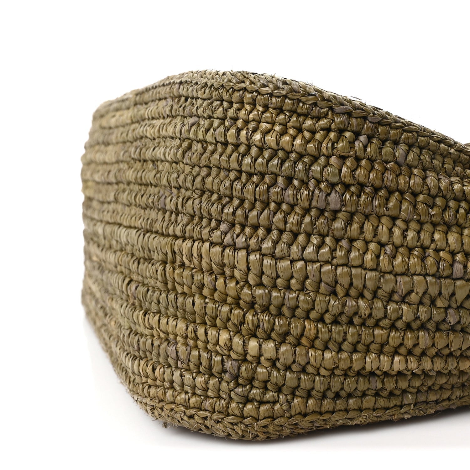 Raffia Calfskin Donut Chain Medium Ola Shoulder Bag Dark Khaki