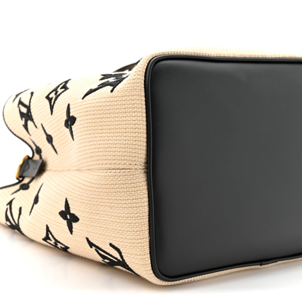 Cotton Monogram Embroidered Neonoe MM Beige Black