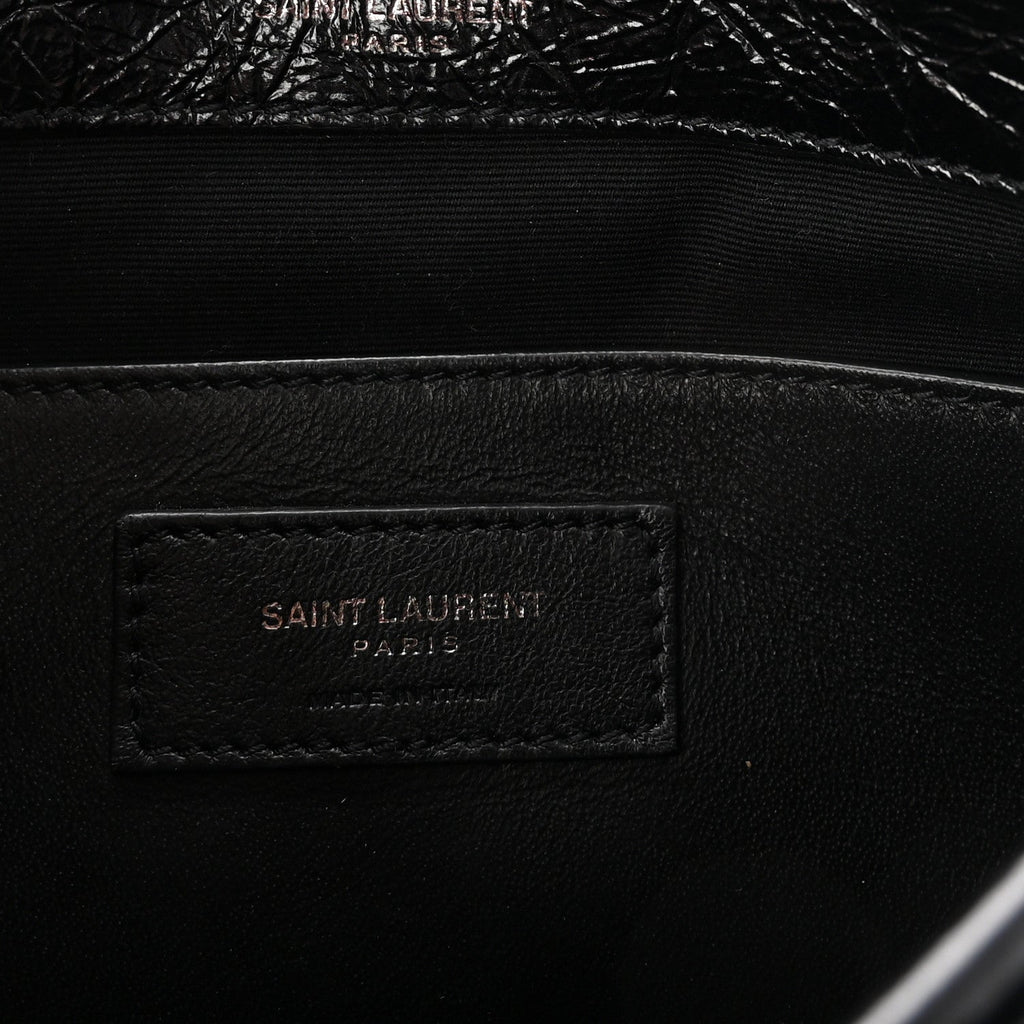 Crinkled Calfskin Matelasse Monogram Baby Niki Chain Satchel Black