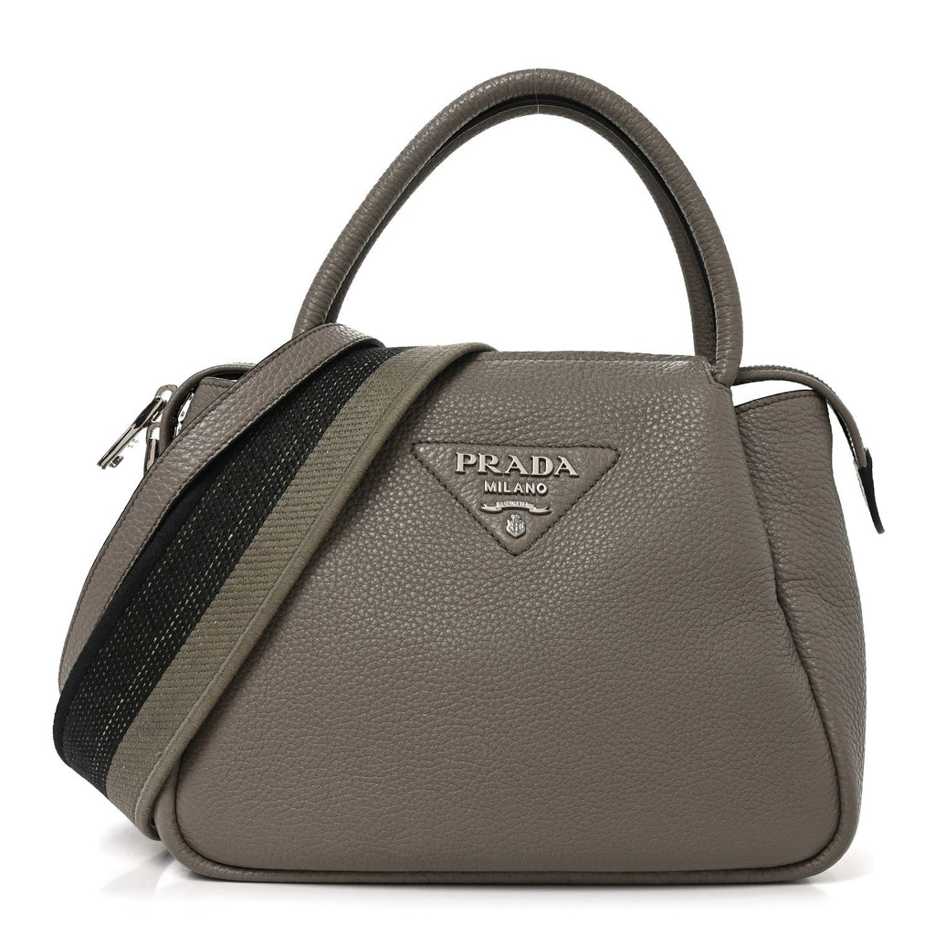 Vitello Daino Soft Small Zippered Top Handle Bag Argilla