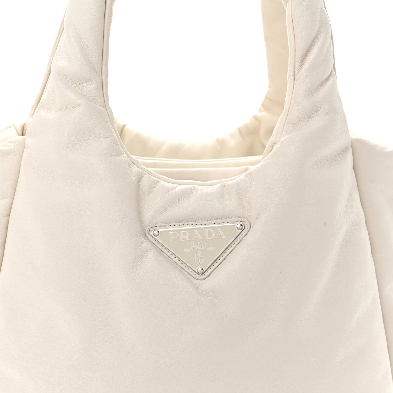 Nappa Soft Padded Medium Double Handled Shoulder Bag White