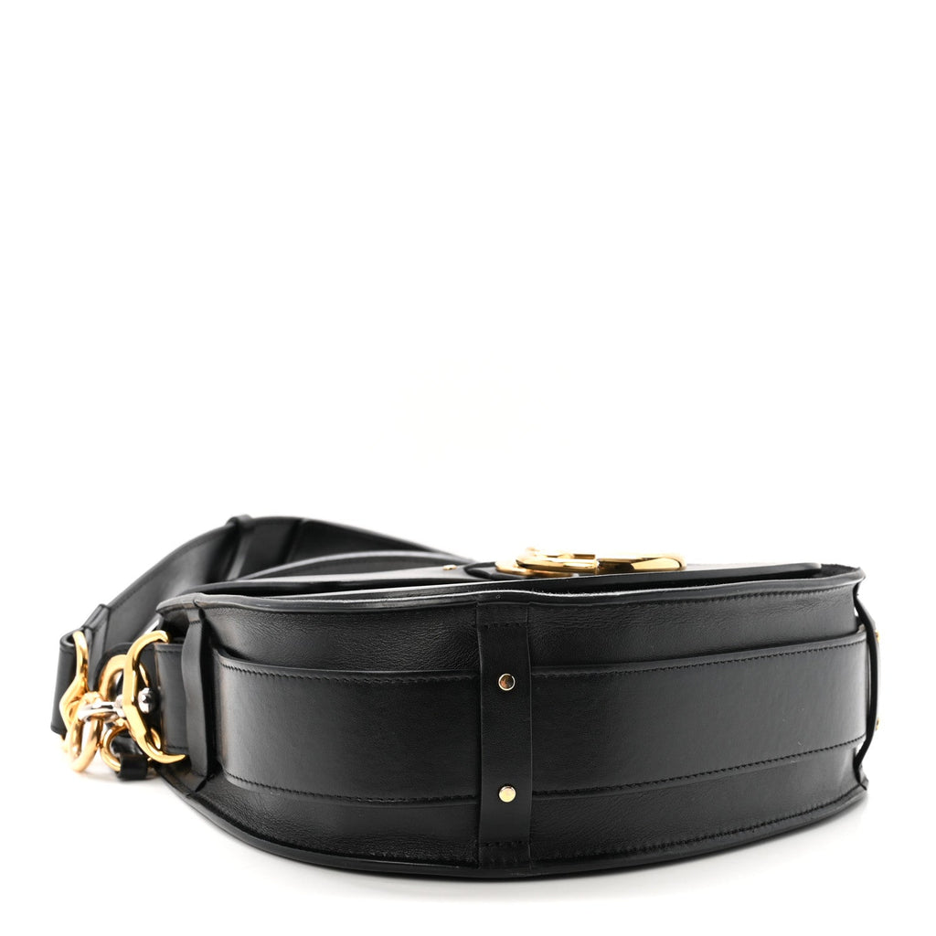 Calfskin Suede Large Tess Bag Black