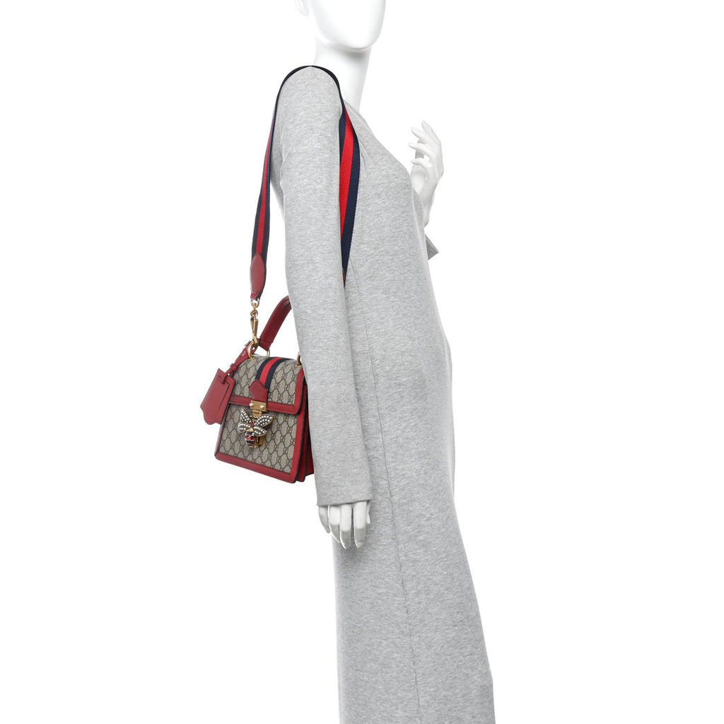 GG Supreme Monogram Small Queen Margaret Top Handle Bag Red