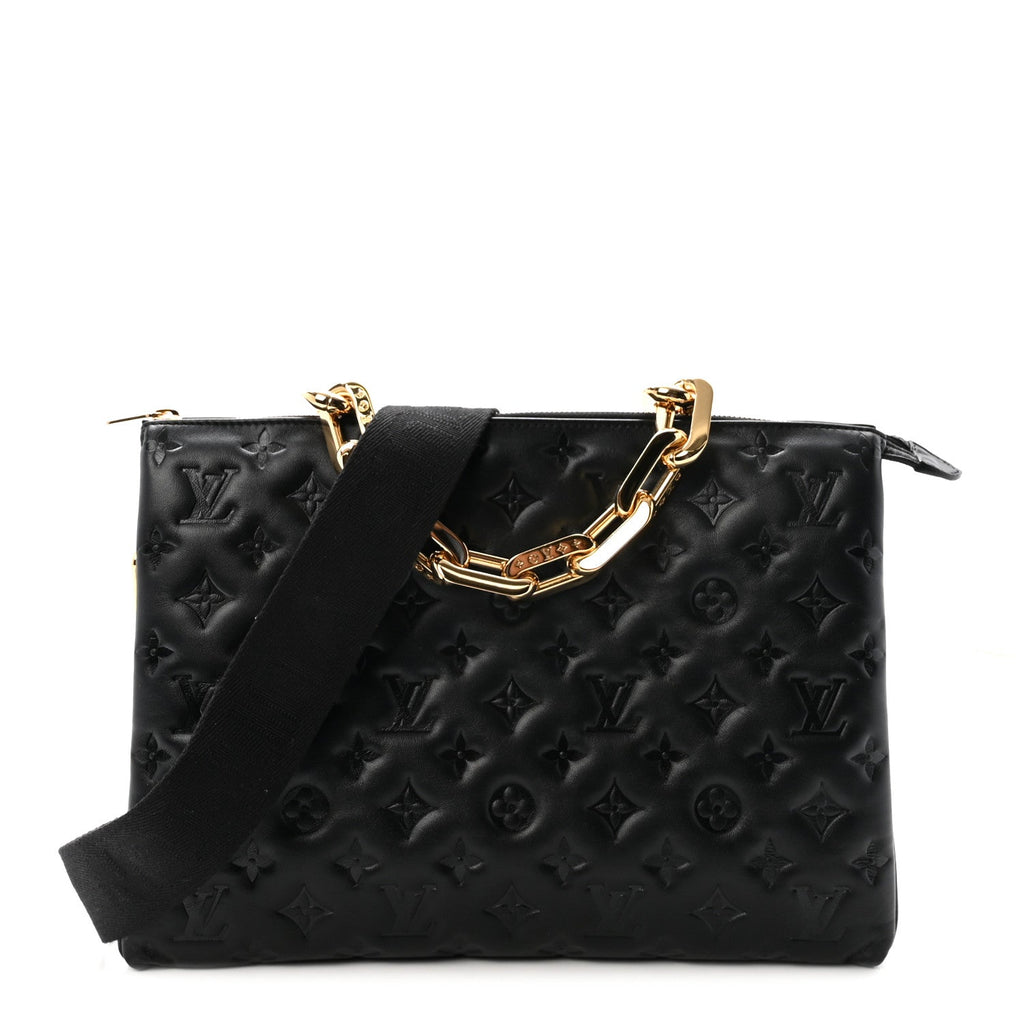 Lambskin Embossed Monogram Coussin MM Black