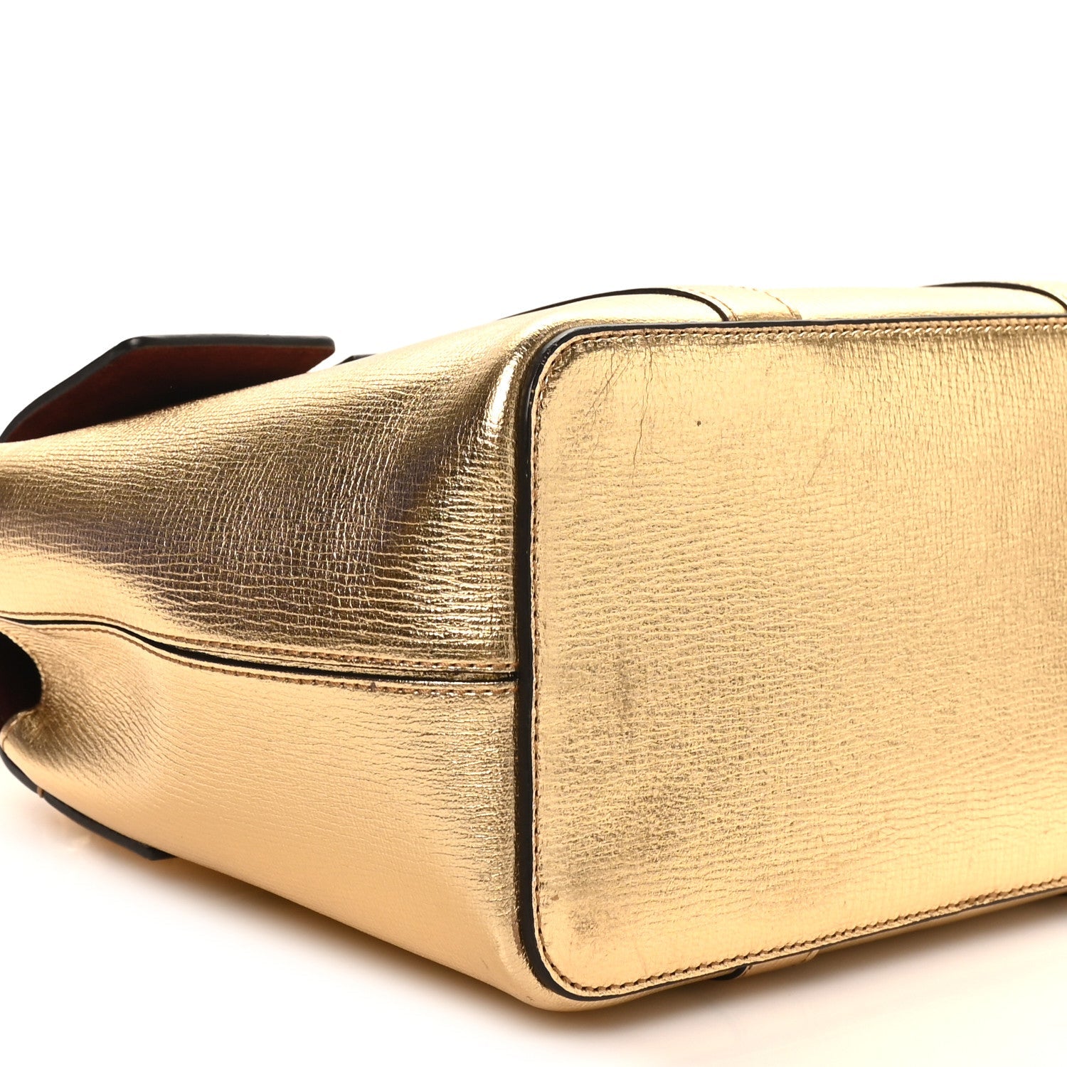 Metallic Printed Goatskin Small Bayswater Satchel Gold