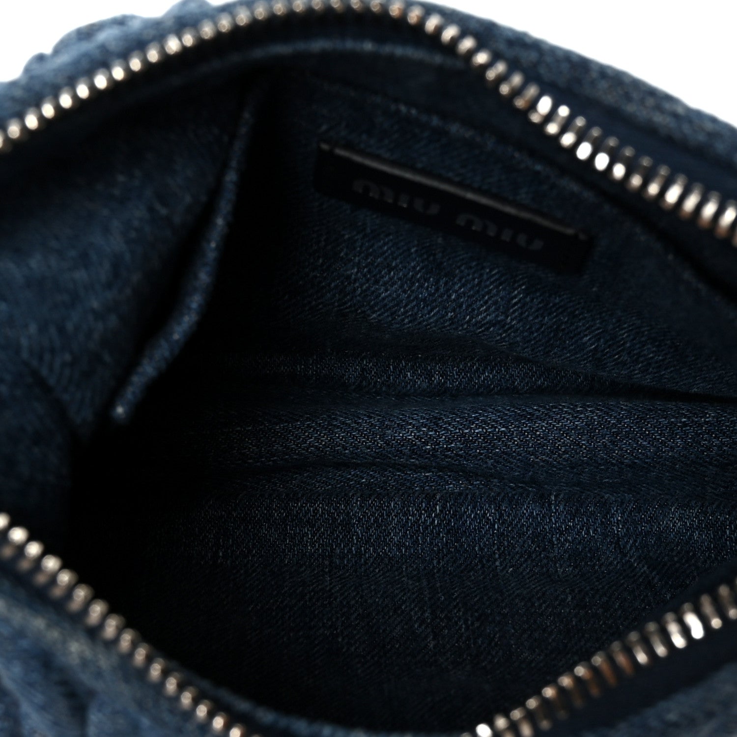 Denim Matelasse Shoulder Bag Blue White