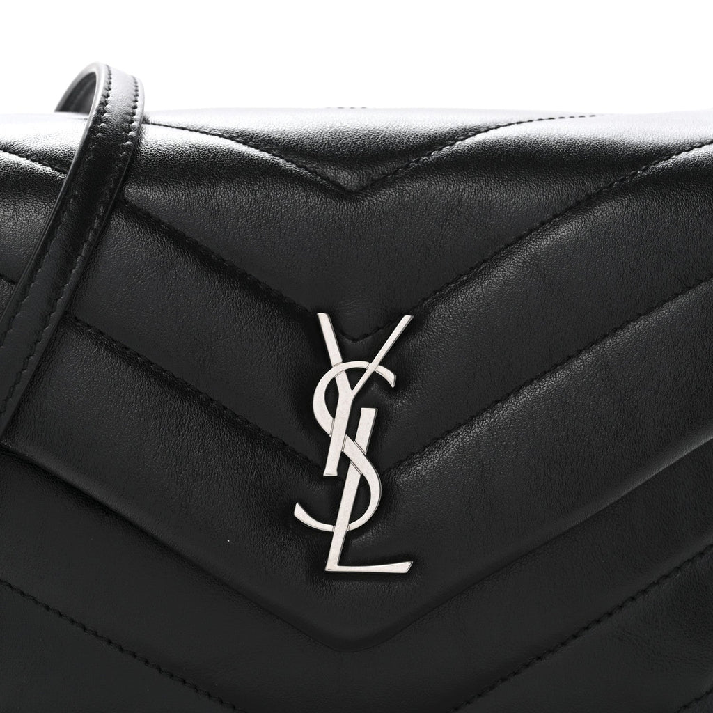 Calfskin Y Quilted Monogram Toy Loulou Crossbody Bag Black