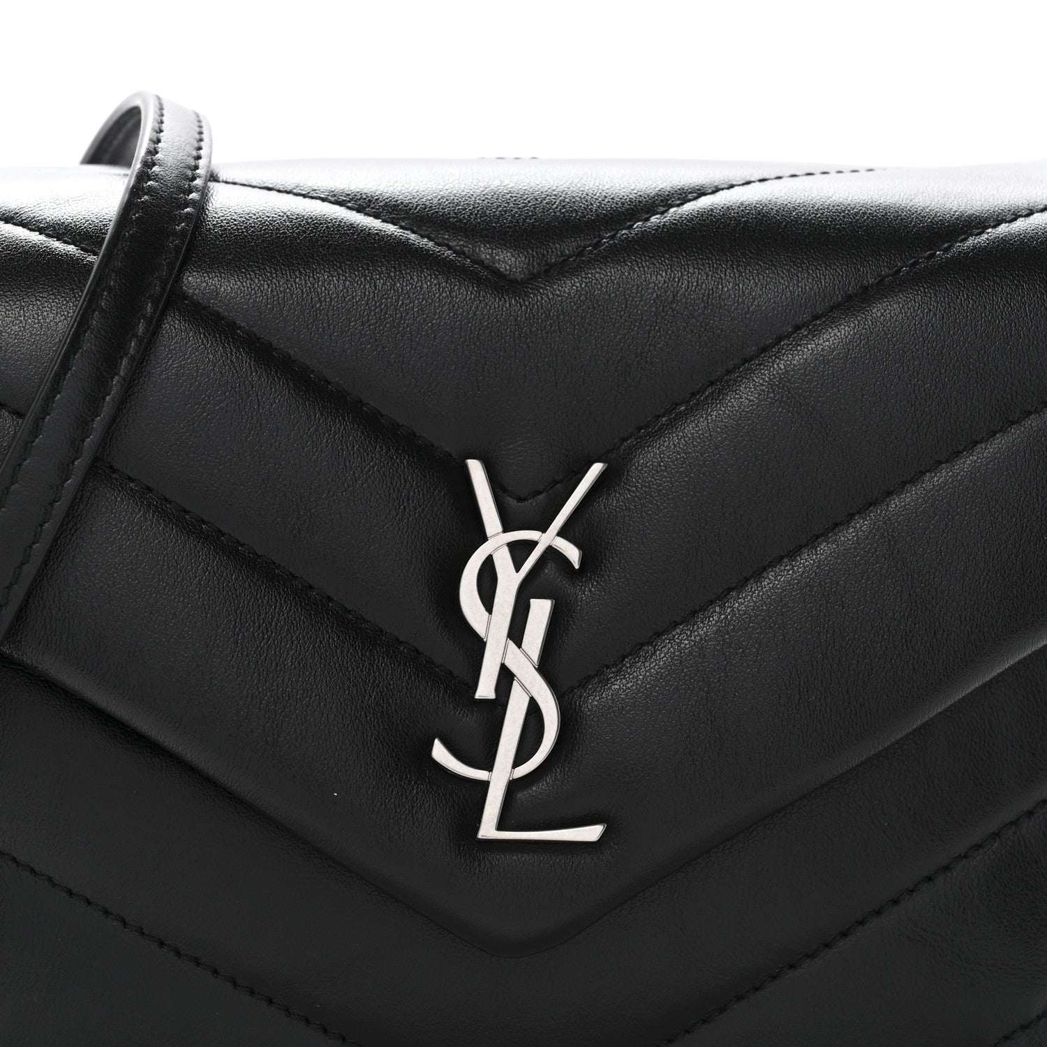 Calfskin Y Quilted Monogram Toy Loulou Crossbody Bag Black