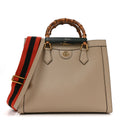 Textured Dollar Calfskin Web Medium Diana Tote Bag Oatmeal Vintage Green