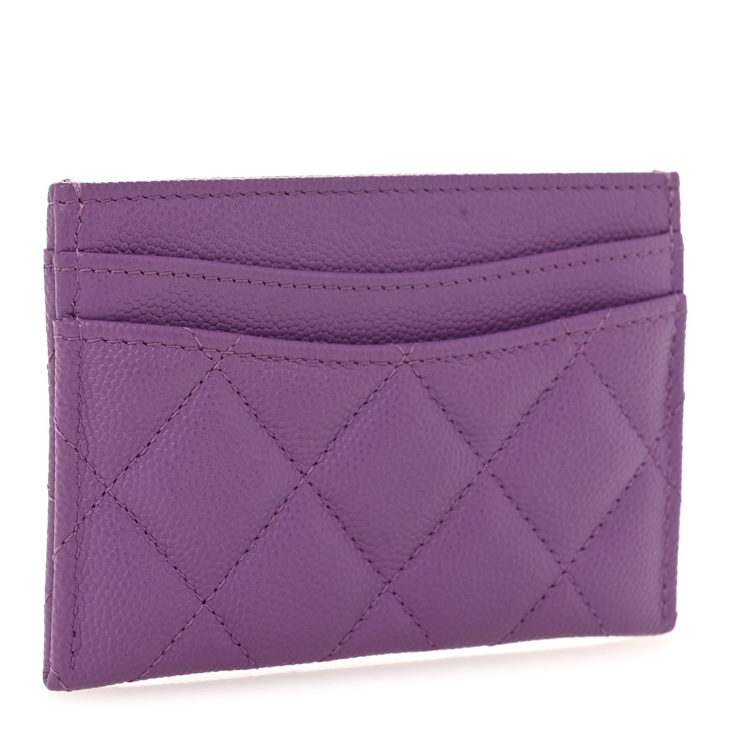 Caviar Quilted Card Holder Purple